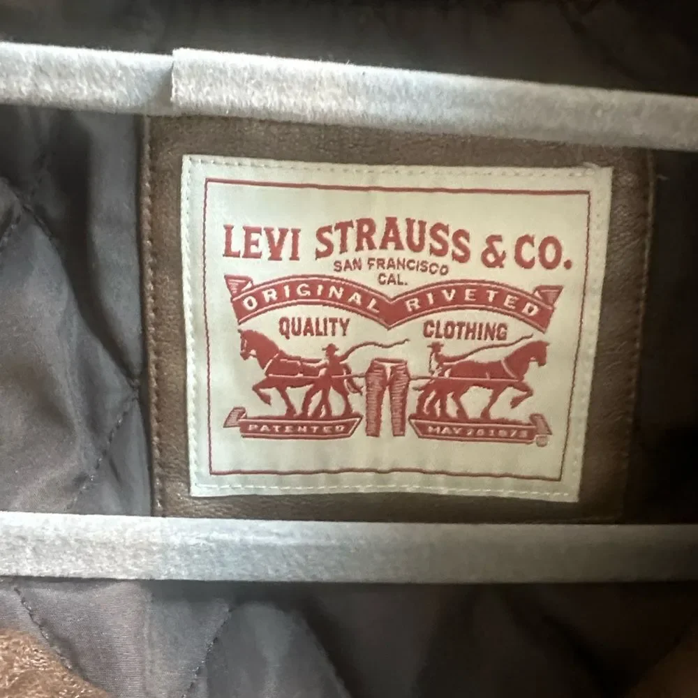 Levi’s Brown Faux Leather Hooded Jacket L - Picture 7 of 9
